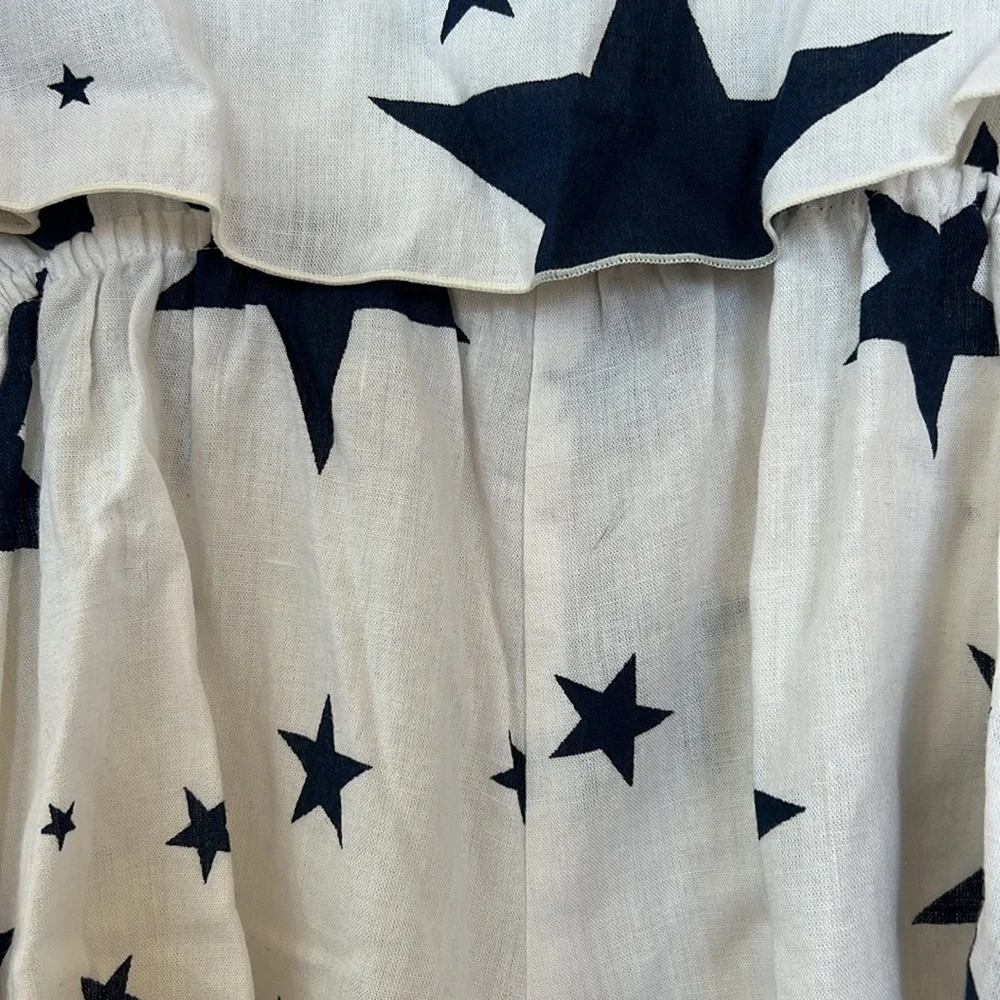Anthropologie Indah Flounce Star Romper Swim Cover Up White Blue Cut Out Sz XS - Picture 9 of 10